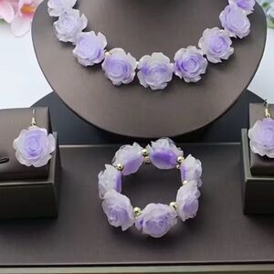 Purple Floral Jewelry Set